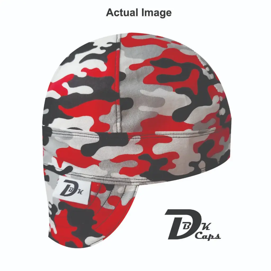 Red Camo (Light) Welding Cap (6 3/8", Black Liner, No, 7" Standard Length)
