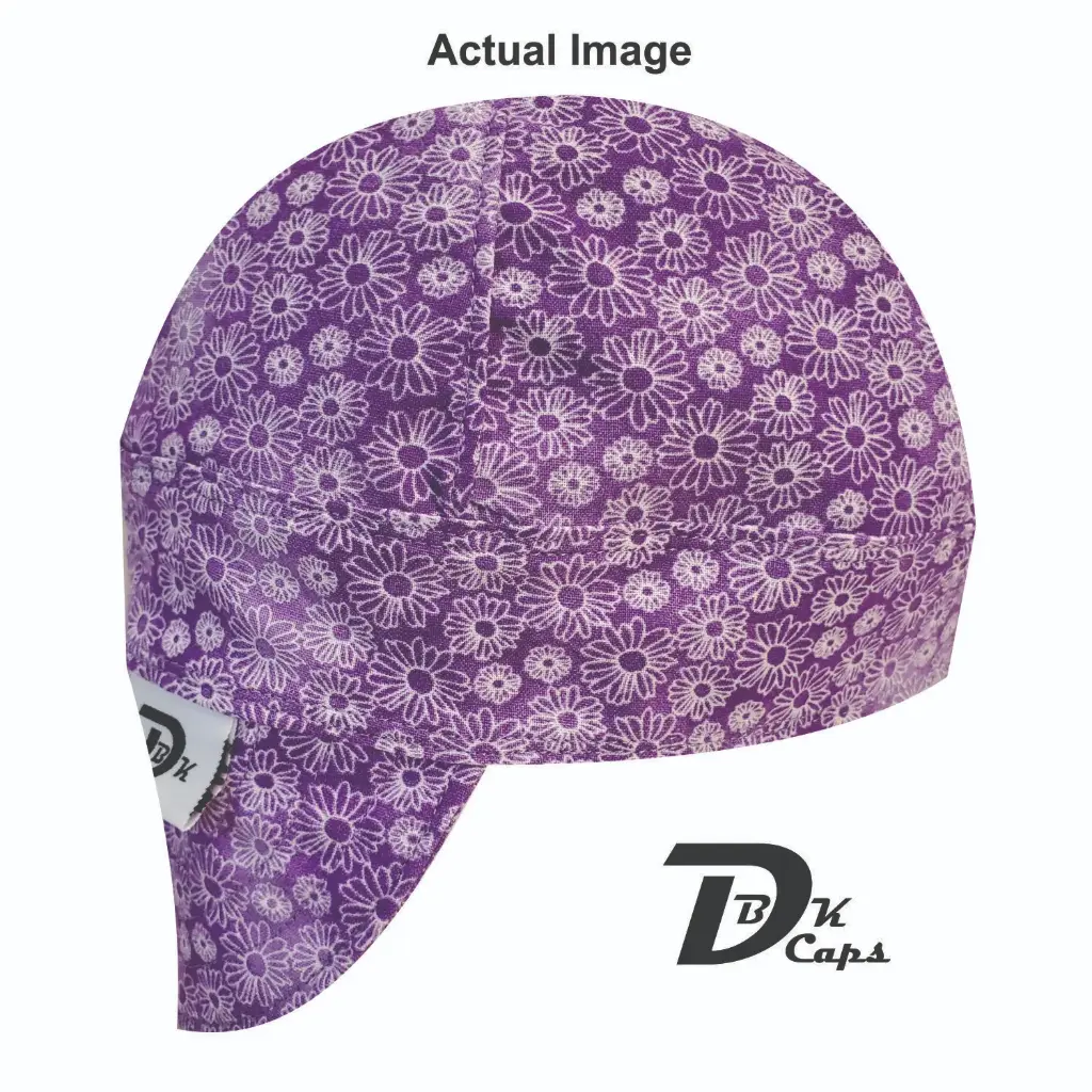 Purple Mini Daisy (Dark) Welding Cap (6 3/8", Black Liner, No, 7" Standard Length)