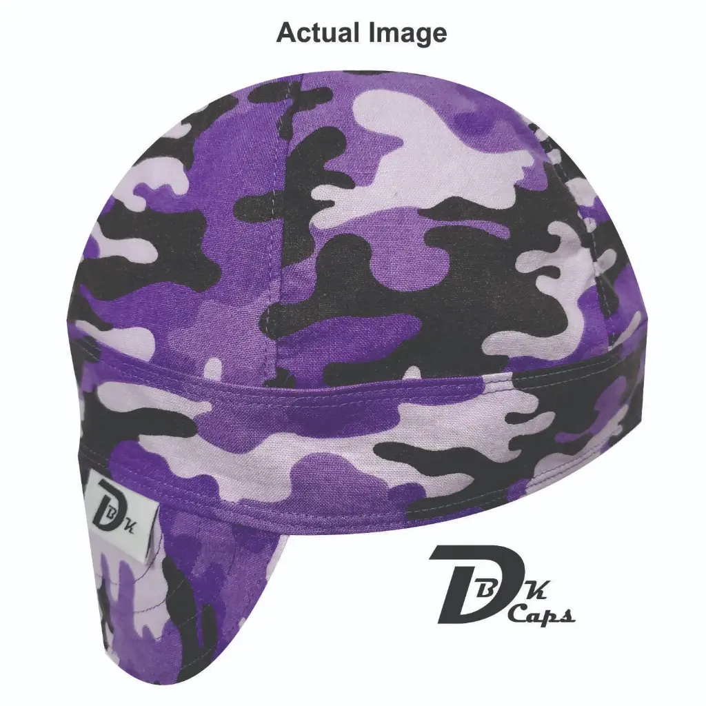 Purple Camo (Dark) Welding Cap (6 3/8", Black Liner, No, 7" Standard Length)