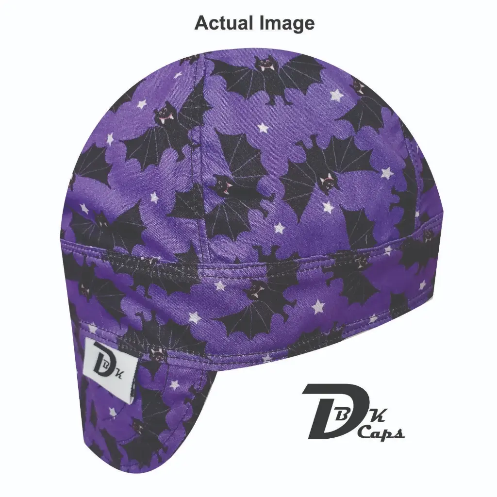 Purple Bats Welding Cap (6 3/8", Black Liner, No, 7" Standard Length)
