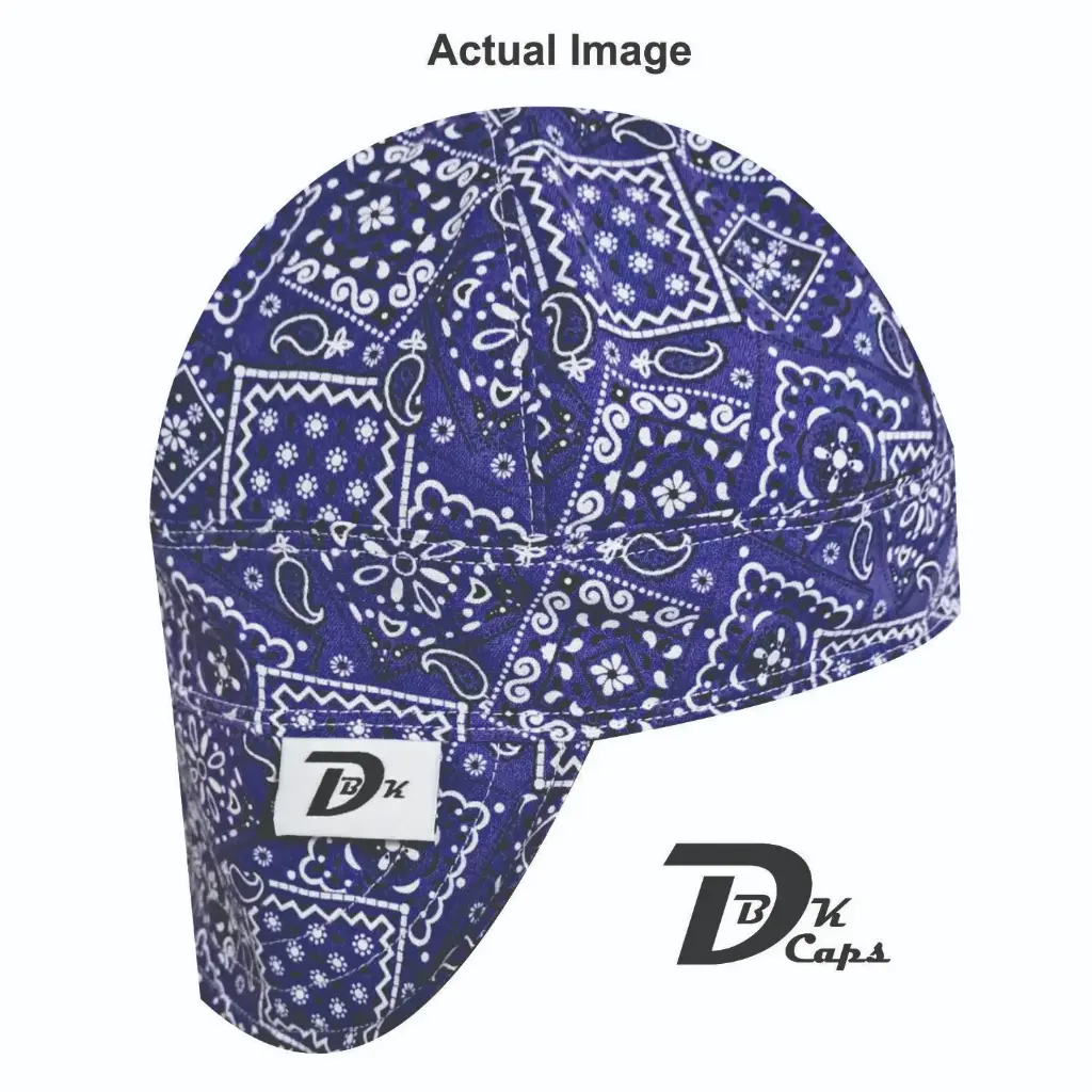 Purple Bandana (Dark) Welding Cap (6 3/8", Black Liner, No, 7" Standard Length)