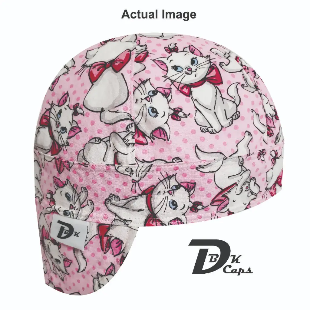 Pink Marie Kitten Welding Cap (6 3/8", Black Liner, No, 7" Standard Length)