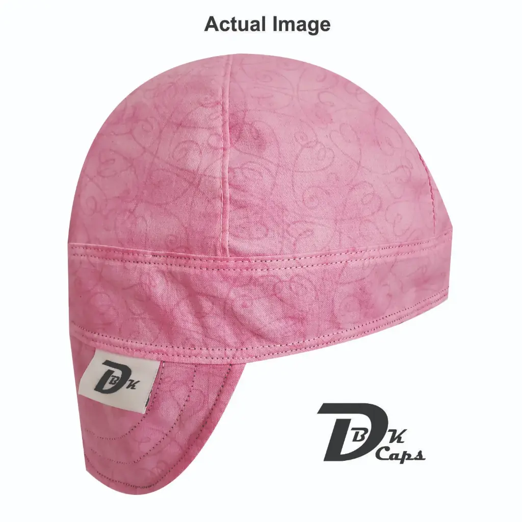 Pink Heart Swirl Welding Cap (6 3/8", Black Liner, No, 7" Standard Length)
