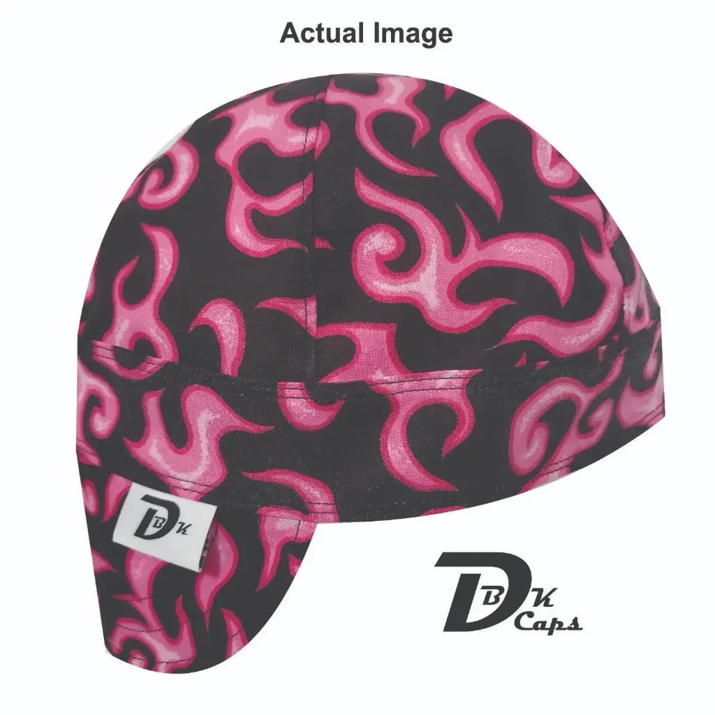 Pink Flame Welding Cap (6 3/8", Black Liner, No, 7" Standard Length)