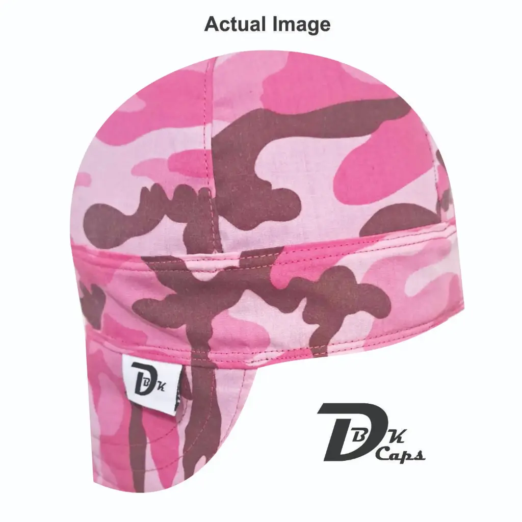 Pink Camo (Light) Welding Cap (6 3/8", Black Liner, No, 7" Standard Length)
