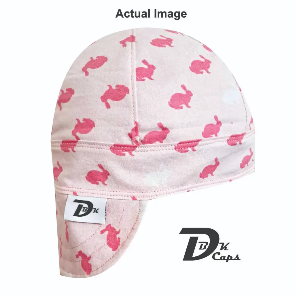 Pink Bunny Welding Cap (6 3/8", Black Liner, No, 7" Standard Length)