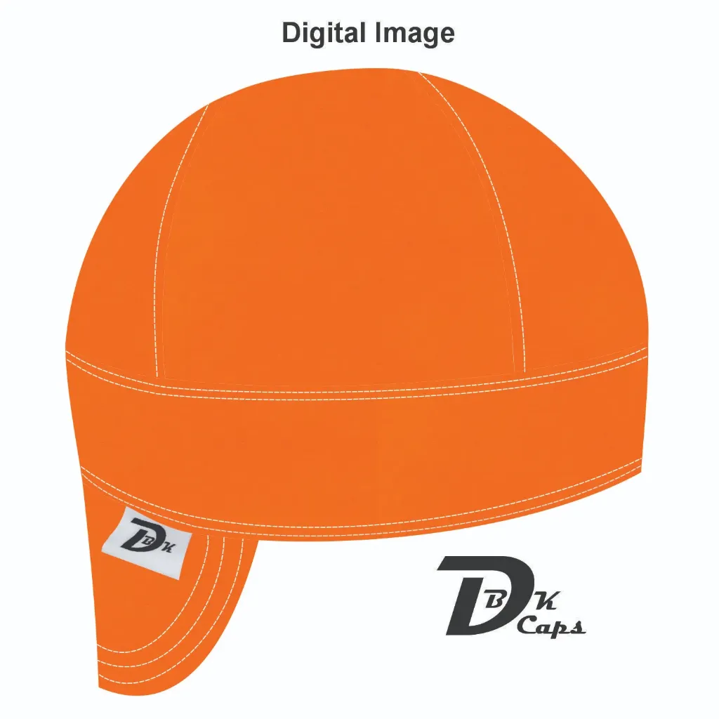 Orange Solid (Dark) Welding Cap (6 3/8", Black Liner, No, 7" Standard Length)