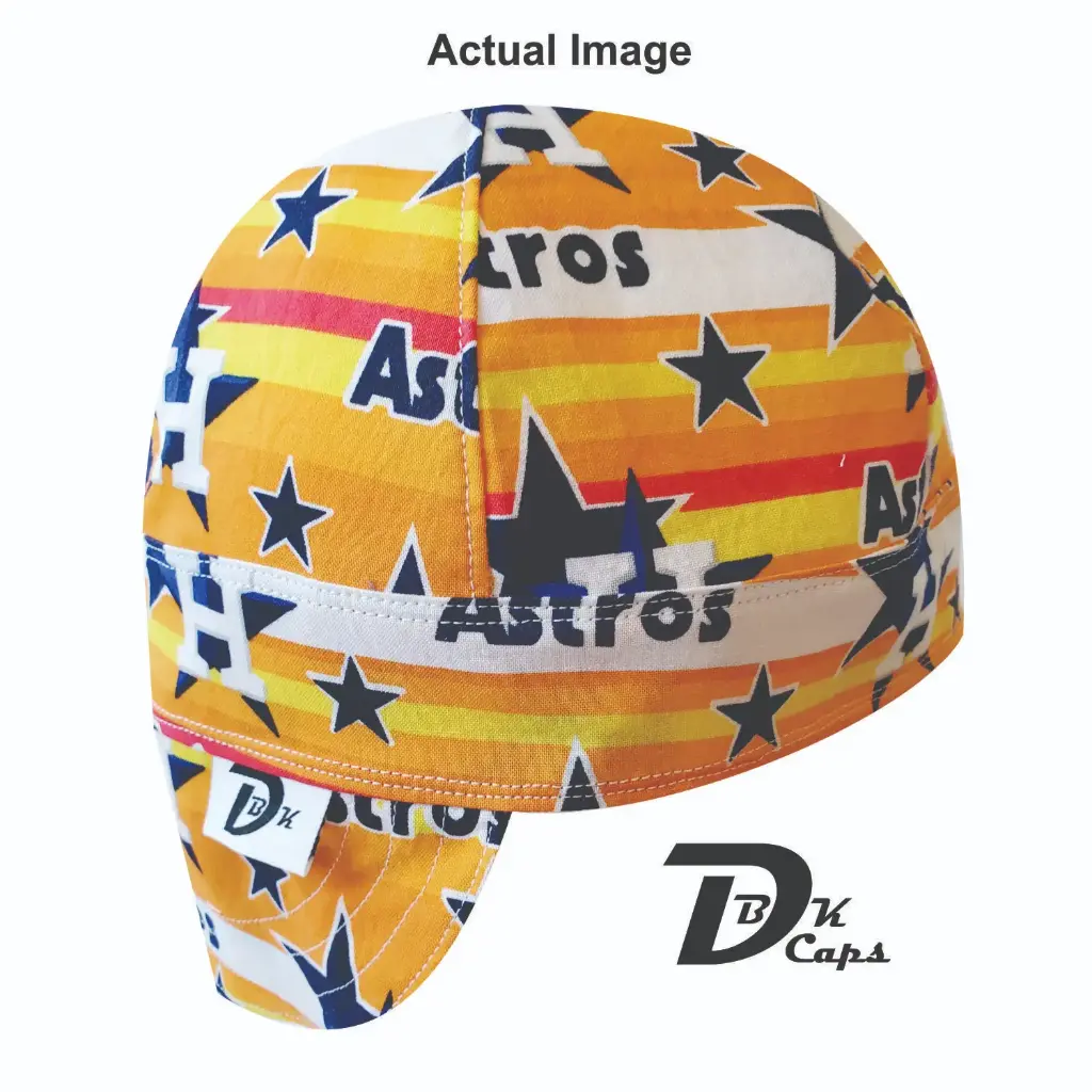 Orange Houston Astro Logo Welding Cap (6 3/8", Black Liner, No, 7" Standard Length)
