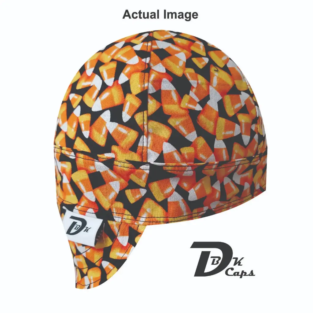 Orange Candy Corn Welding Cap (6 3/8", Black Liner, No, 7" Standard Length)