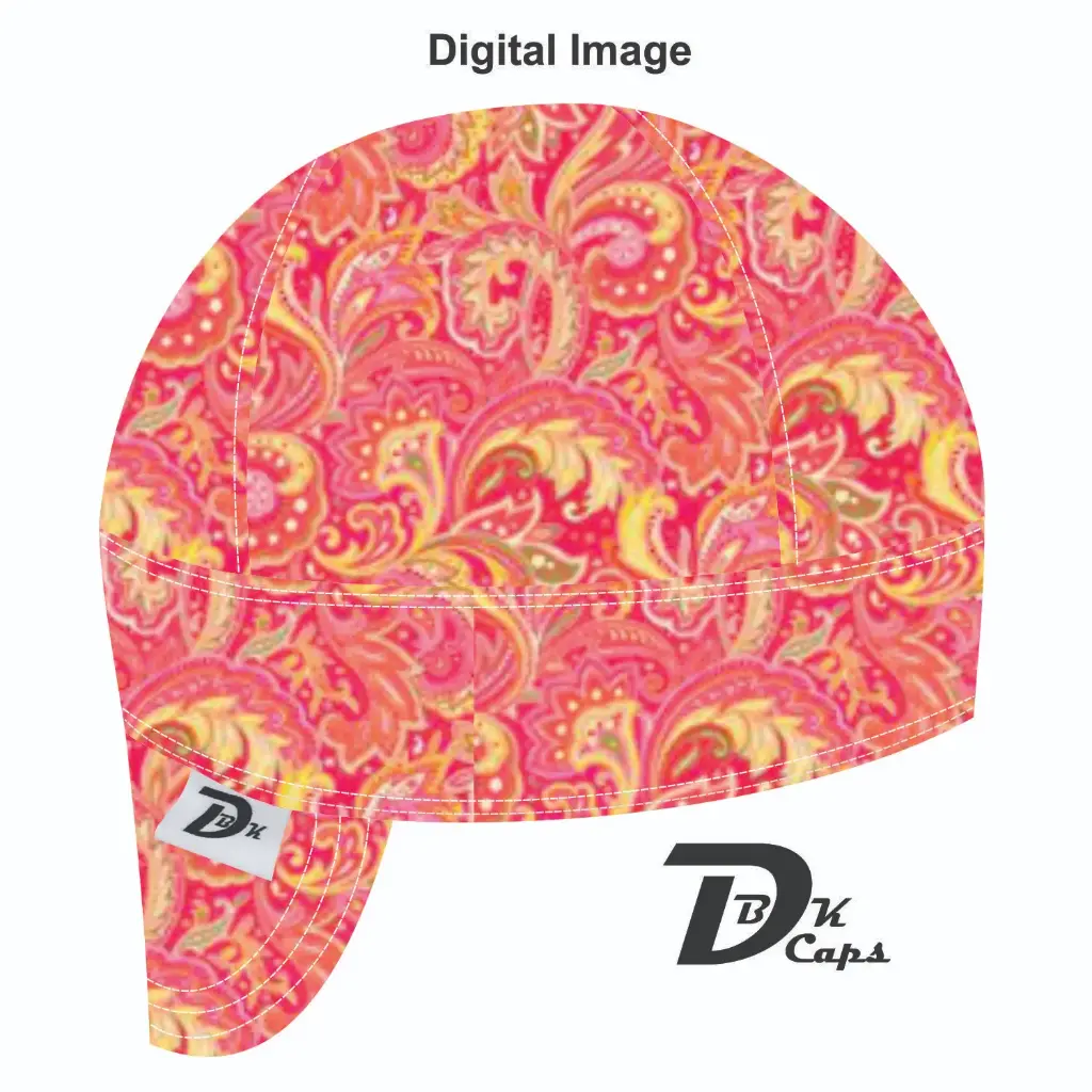 Orange Bali Paisley Welding Cap