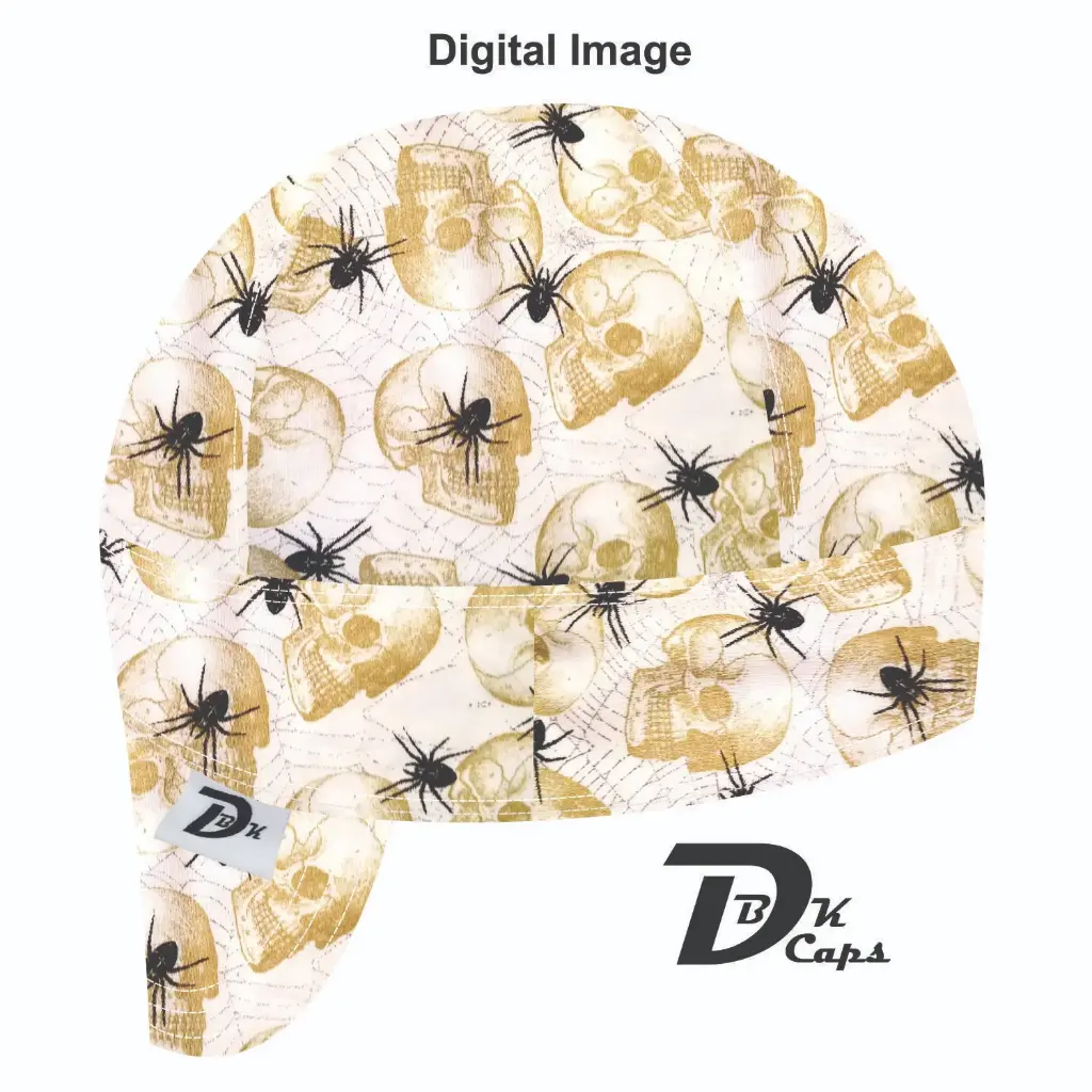 Green Skull Spider Welding Cap (6 3/8", Black Liner, No, 7" Standard Length)