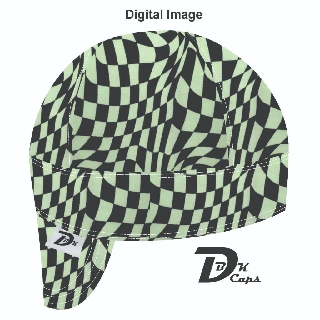 Green Racing Check Welding Cap (6 3/8", Black Liner, No, 7" Standard Length)