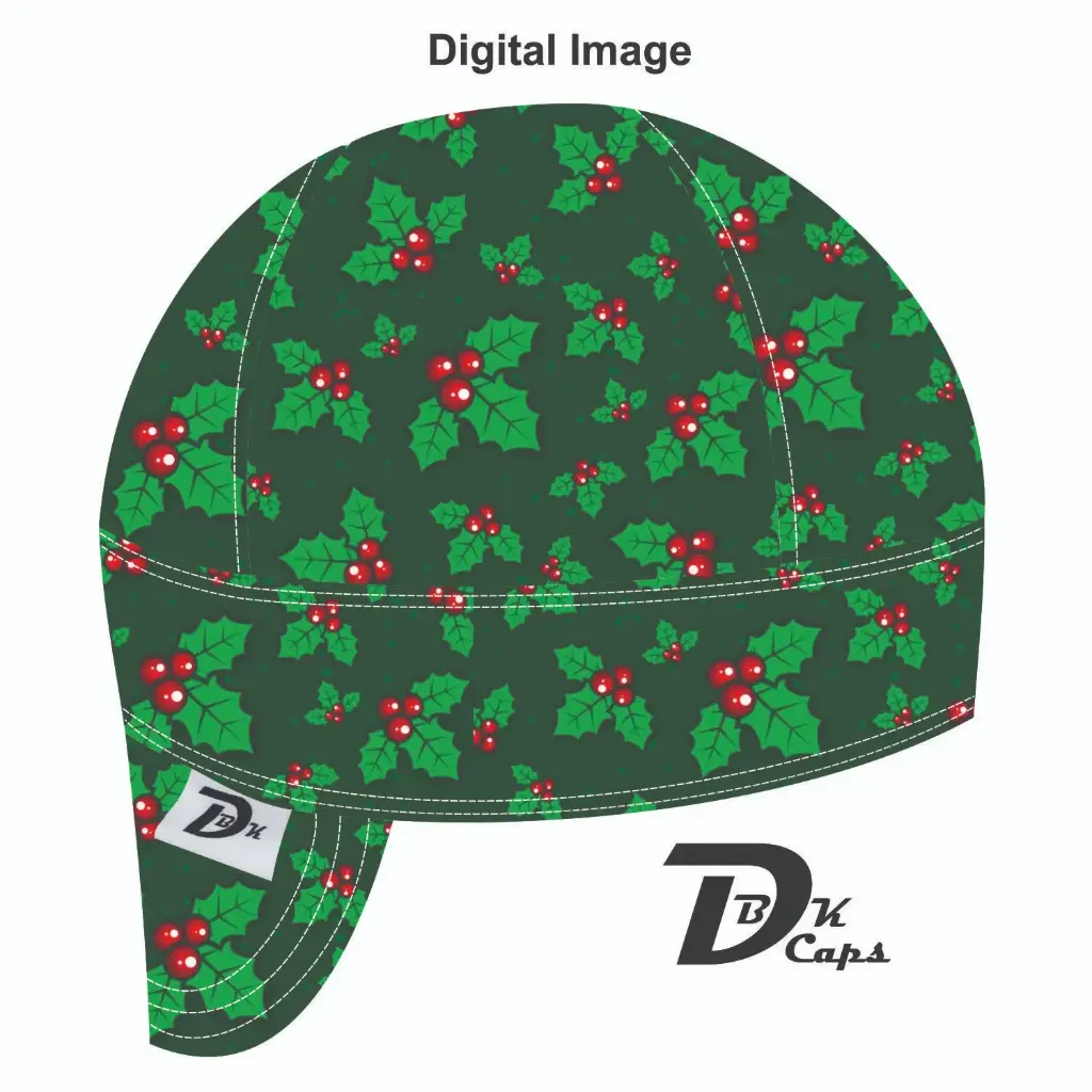 Green Holly Welding Cap (6 3/8", Black Liner, No, 7" Standard Length)