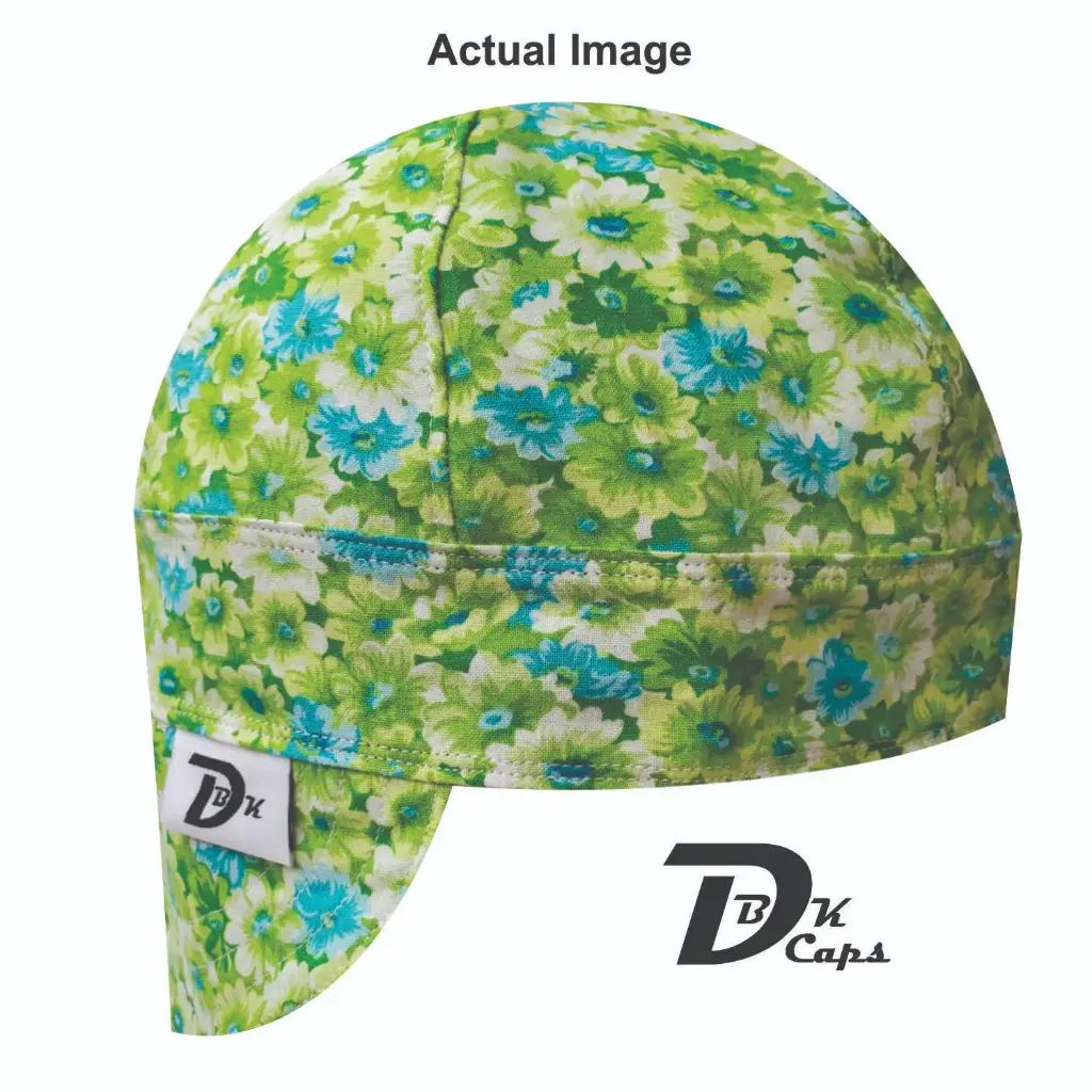 Green Flower Packed Welding Cap (6 3/8", Black Liner, No, 7" Standard Length)