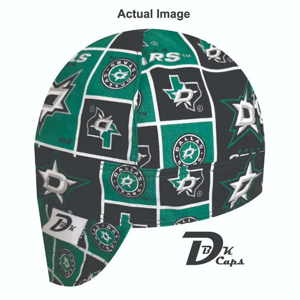 Green Dallas Star Welding Cap (6 3/8", Black Liner, No, 7" Standard Length)