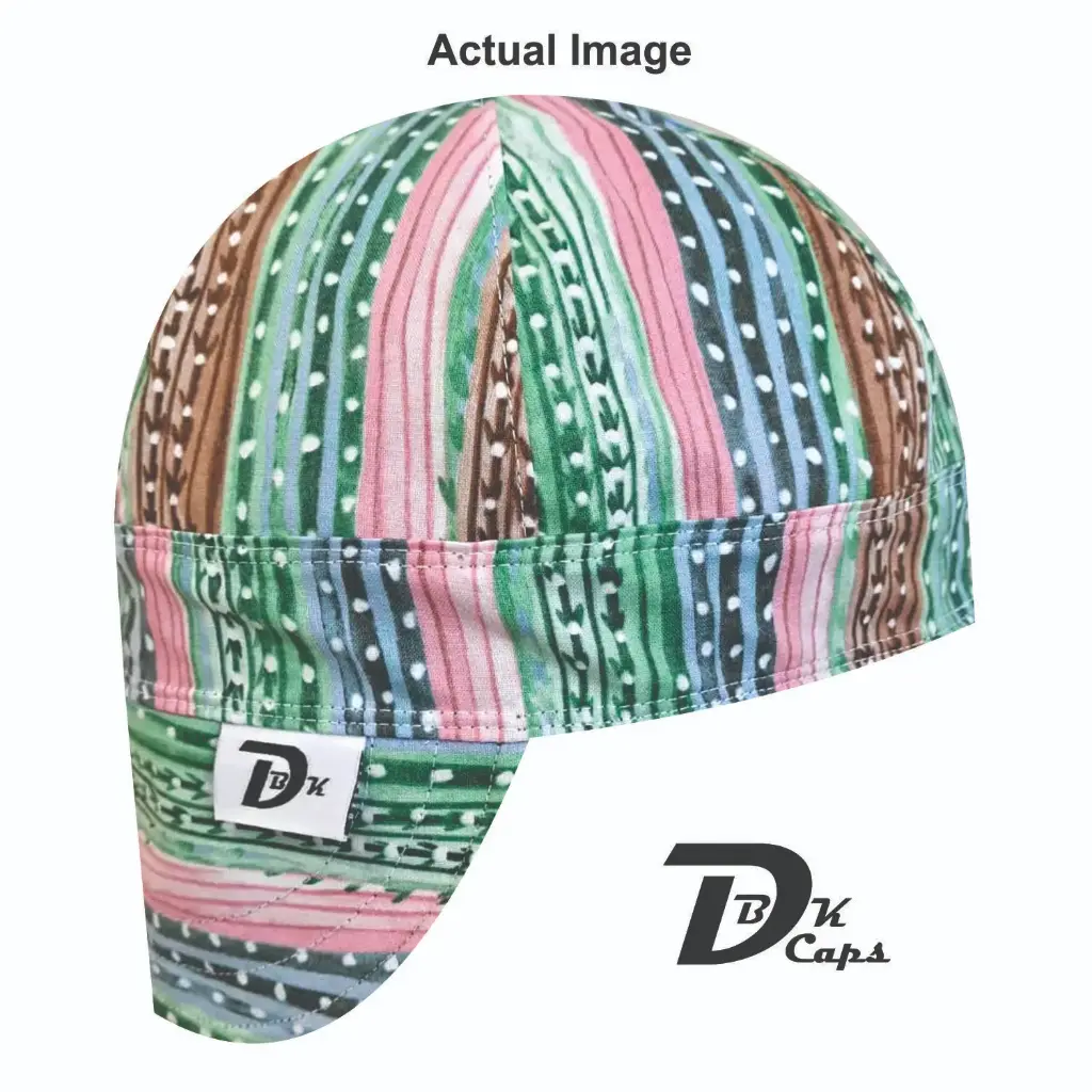Green Cactus Stripe Welding Cap (6 3/8", Black Liner, No, 7" Standard Length)