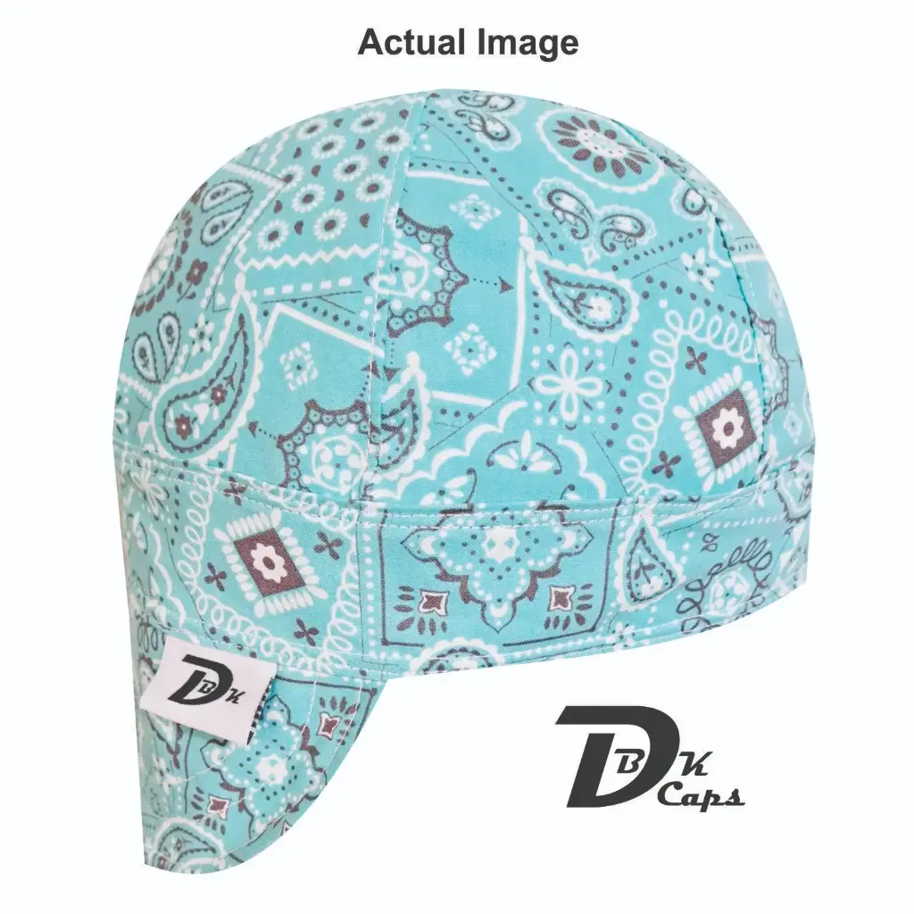 Green Bandana (Light) Welding Cap (6 3/8", Black Liner, No, 7" Standard Length)