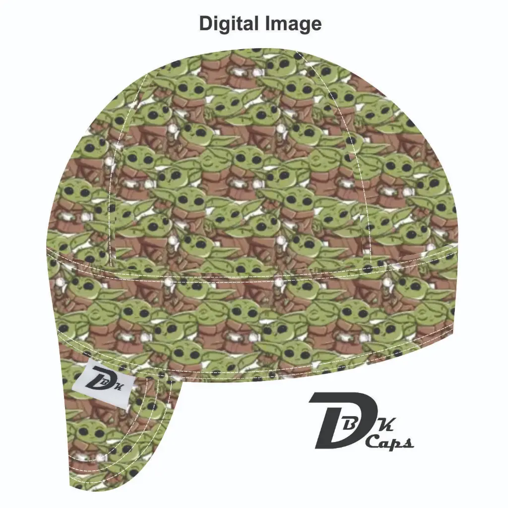 Green Baby Yoda Welding Cap (6 3/8", Black Liner, No, 7" Standard Length)