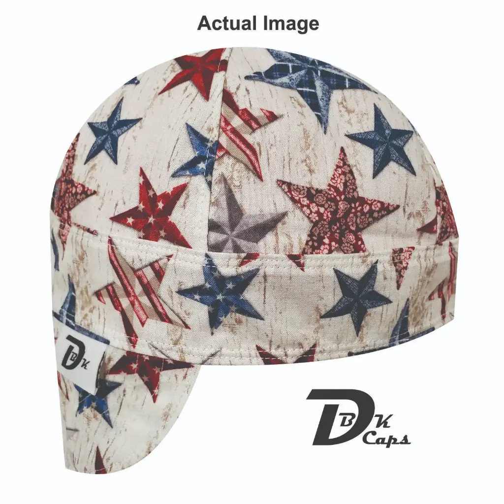 Gray Wood Patterned Star Welding Cap (6 3/8", Black Liner, No, 7" Standard Length)