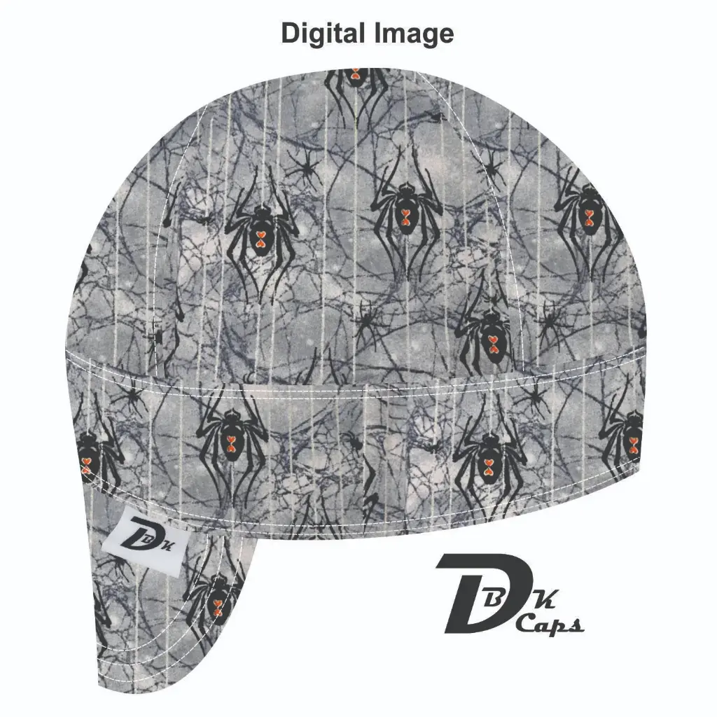 Gray Spider Heart Glitter Welding Cap (6 3/8", Black Liner, No, 7" Standard Length)