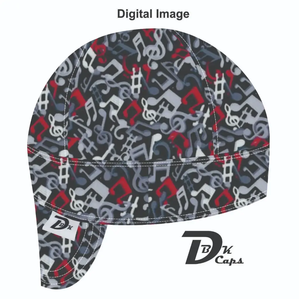 Gray Music Note Welding Cap (6 3/8", Black Liner, No, 7" Standard Length)