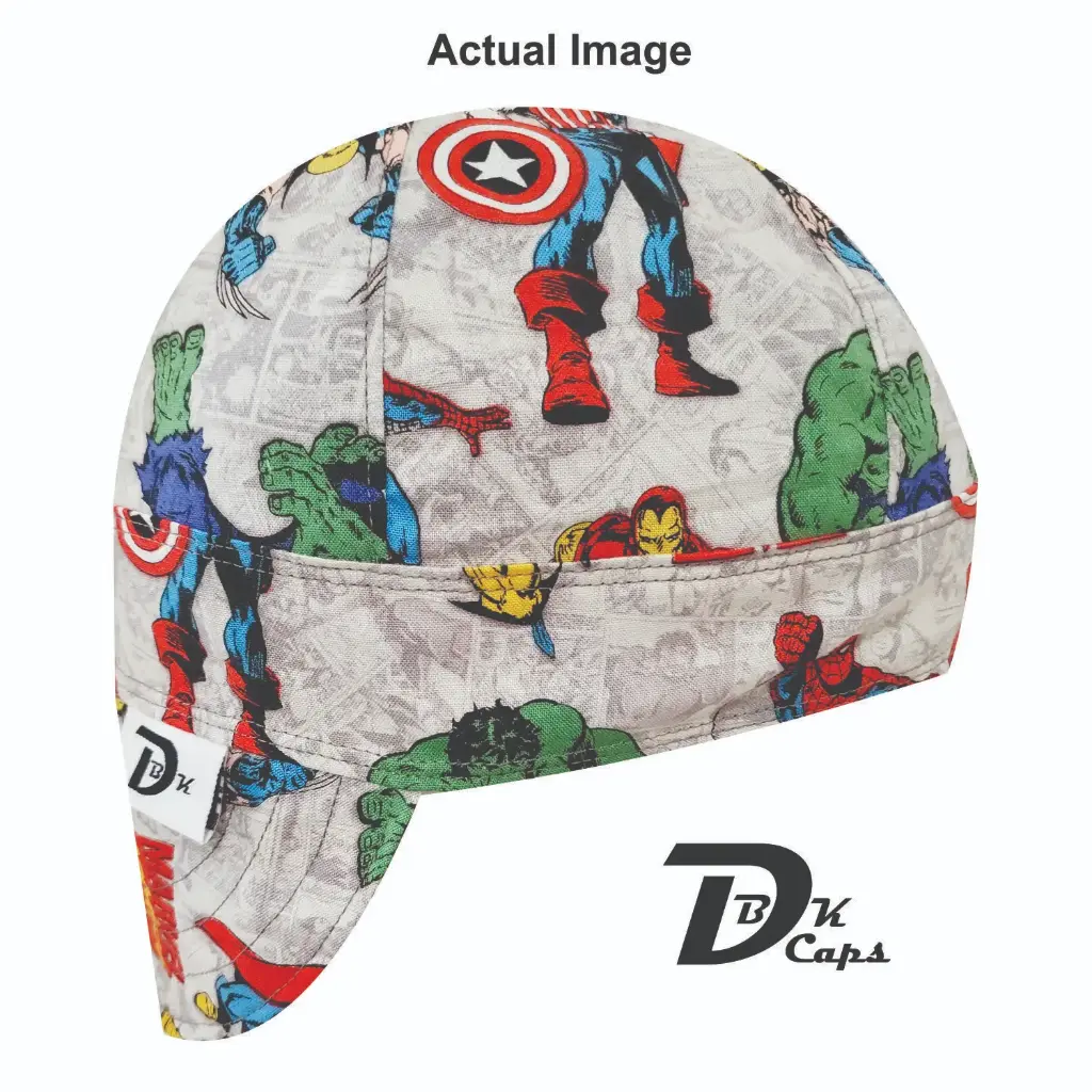 Gray Marvel Comic Welding Cap (6 3/8", Black Liner, No, 7" Standard Length)