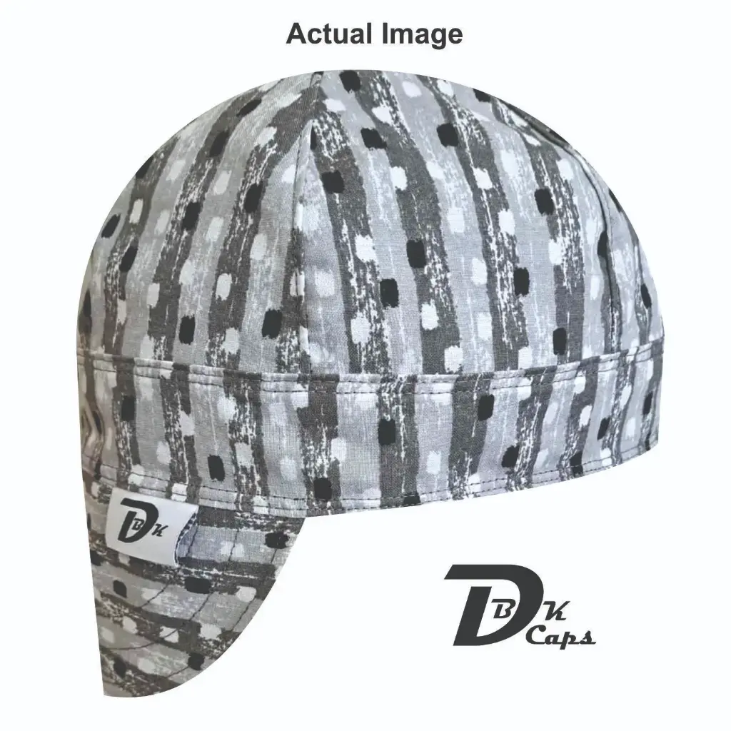 Gray Blurred Dot Line Welding Cap (6 3/8", Black Liner, No, 7" Standard Length)