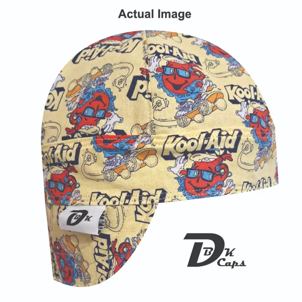 Cream Kool-Aid Welding Cap (6 3/8", Black Liner, No, 7" Standard Length)