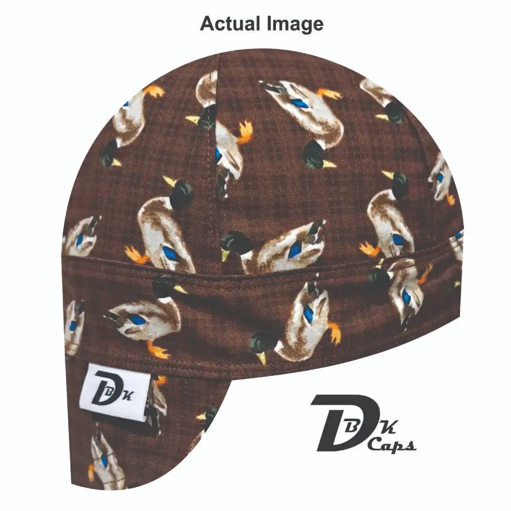 Brown Plaid Duck Welding Cap (6 3/8", Black Liner, No, 7" Standard Length)