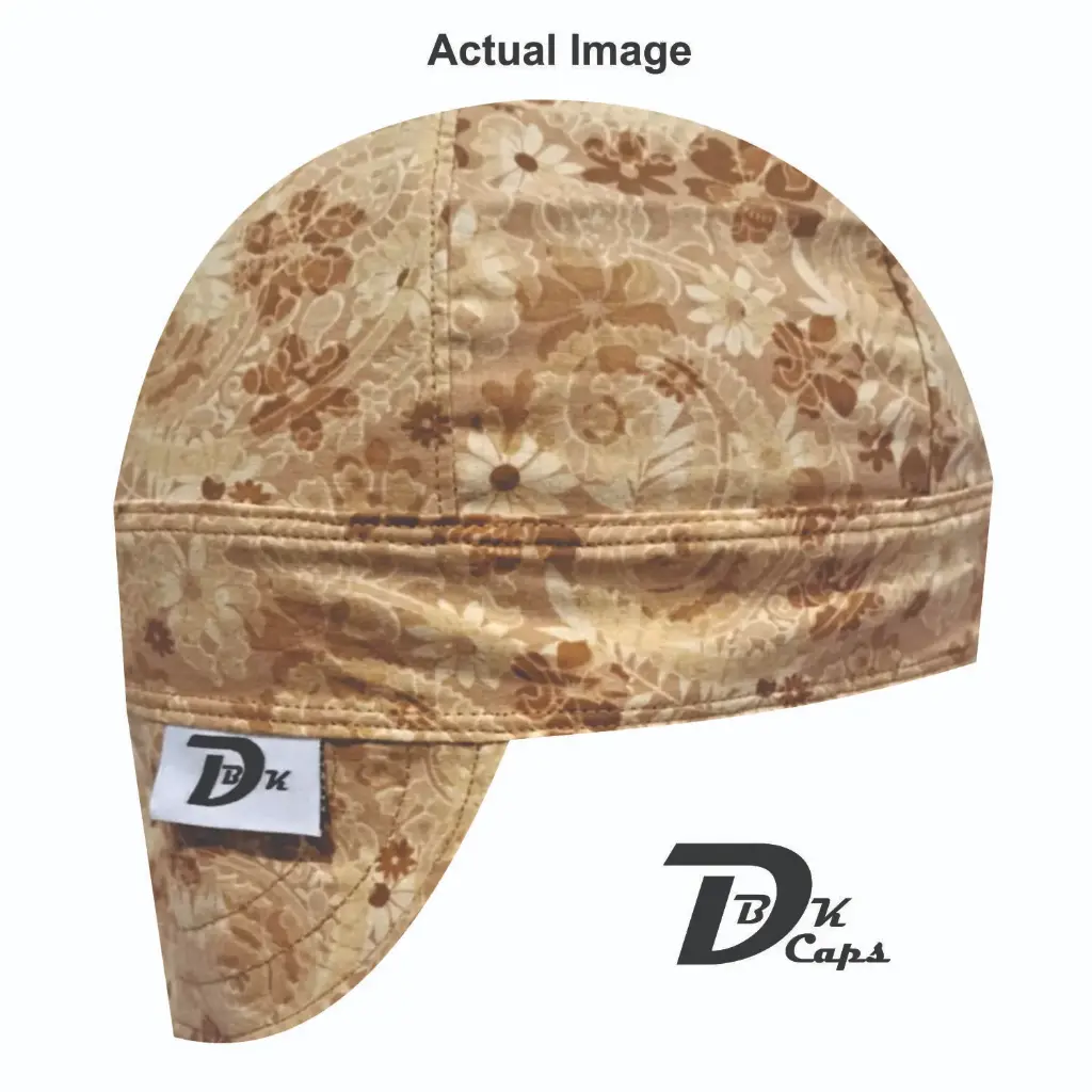 Brown Flower Welding Cap (6 3/8", Black Liner, No, 7" Standard Length)