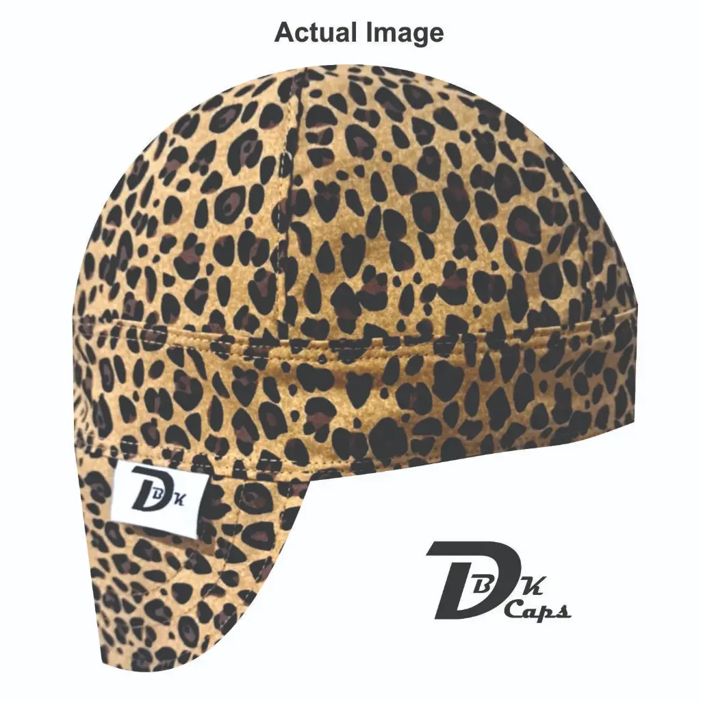 Brown Cheetah Welding Cap (6 3/8", Black Liner, No, 7" Standard Length)