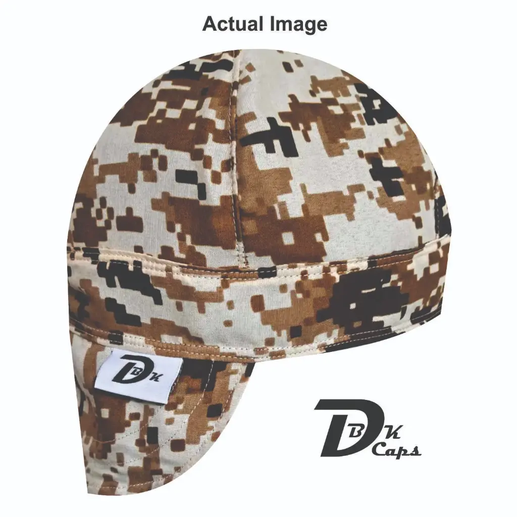 Brown Camo Digital (Light) Welding Cap (6 3/8", Black Liner, No, 7" Standard Length)