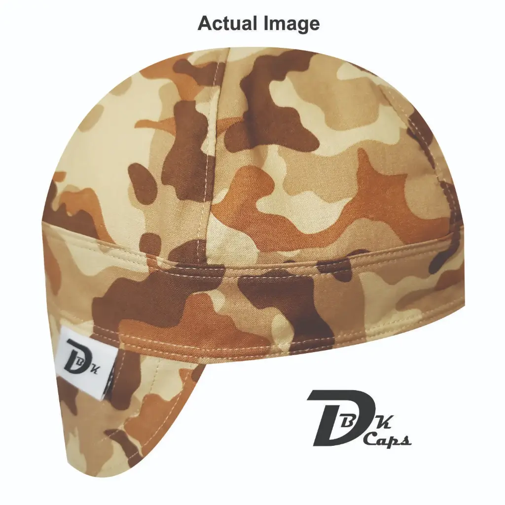Brown Camo (Light) Welding Cap (6 3/8", Black Liner, No, 7" Standard Length)