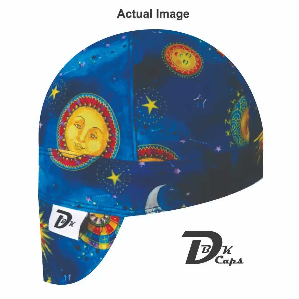 Blue Sun & Moon Welding Cap (6 3/8", Black Liner, No, 7" Standard Length)