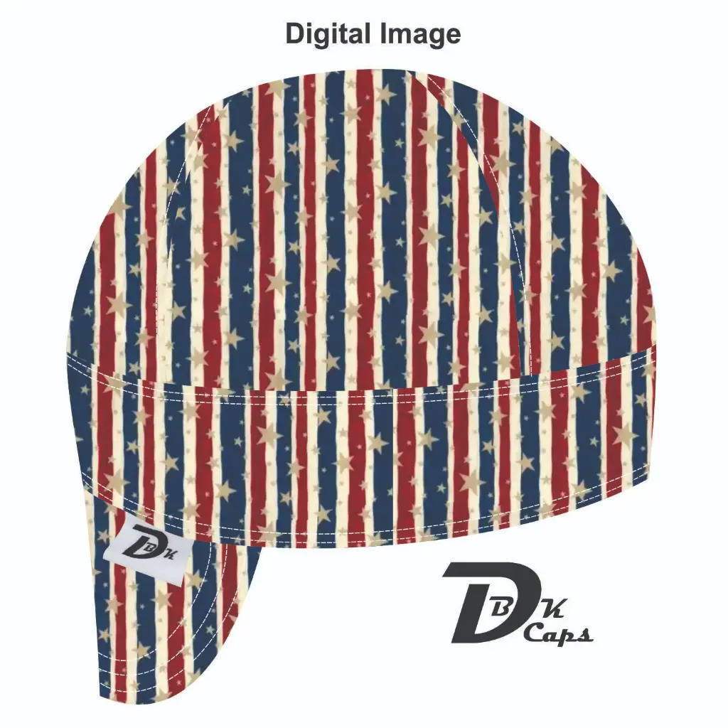 Blue Lined Star Welding Cap (6 3/8", Black Liner, No, 7" Standard Length)
