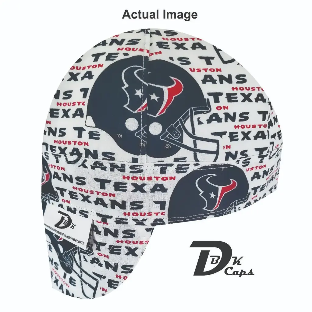 Blue Houston Texas Helmet Welding Cap (6 3/8", Black Liner, No, 7" Standard Length)
