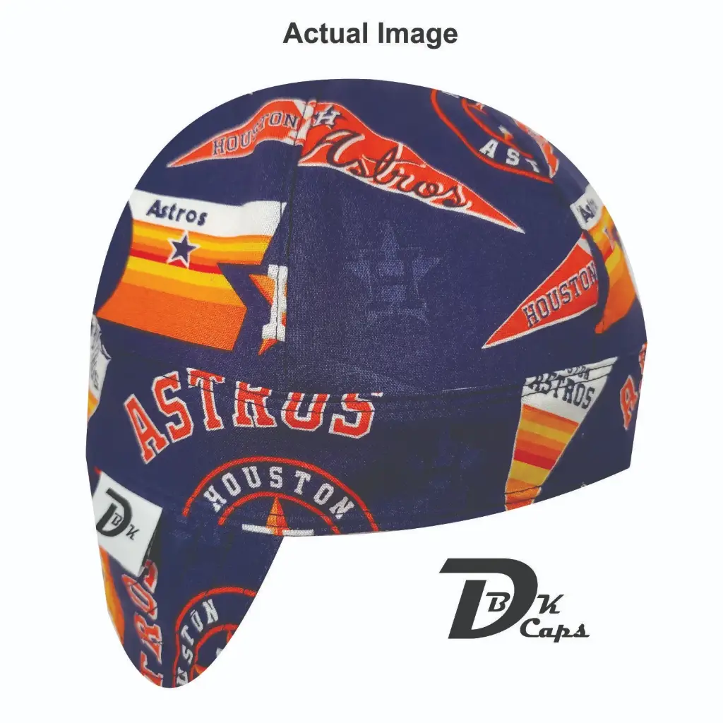 Blue Houston Astro Banner Welding Cap (6 3/8", Black Liner, No, 7" Standard Length)