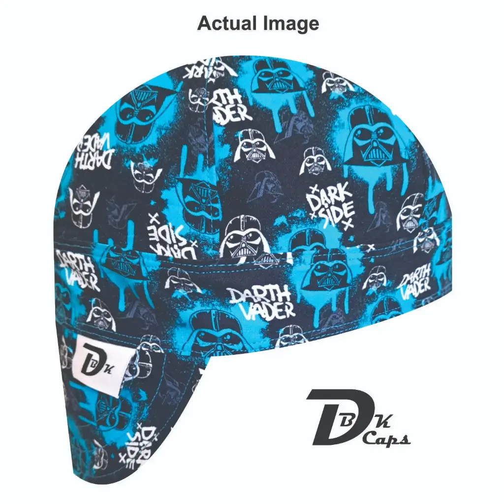 Blue Darth Vader Welding Cap (6 3/8", Black Liner, No, 7" Standard Length)