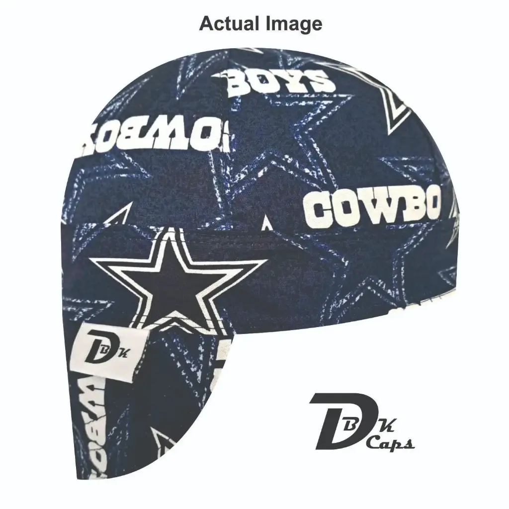 Blue Dallas Cowboy Star Welding Cap (6 3/8", Black Liner, No, 7" Standard Length)
