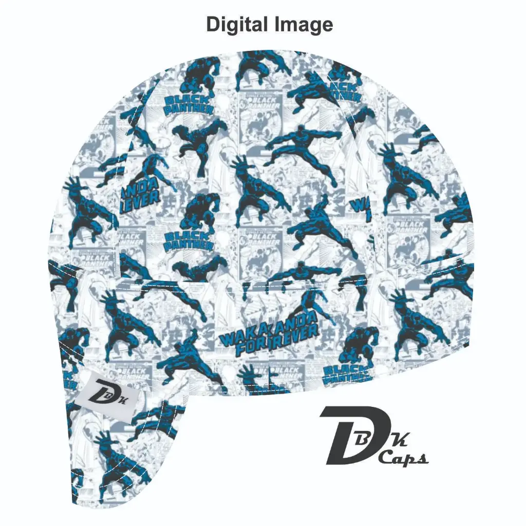 Blue Black Panther Welding Cap (6 3/8", Black Liner, No, 7" Standard Length)