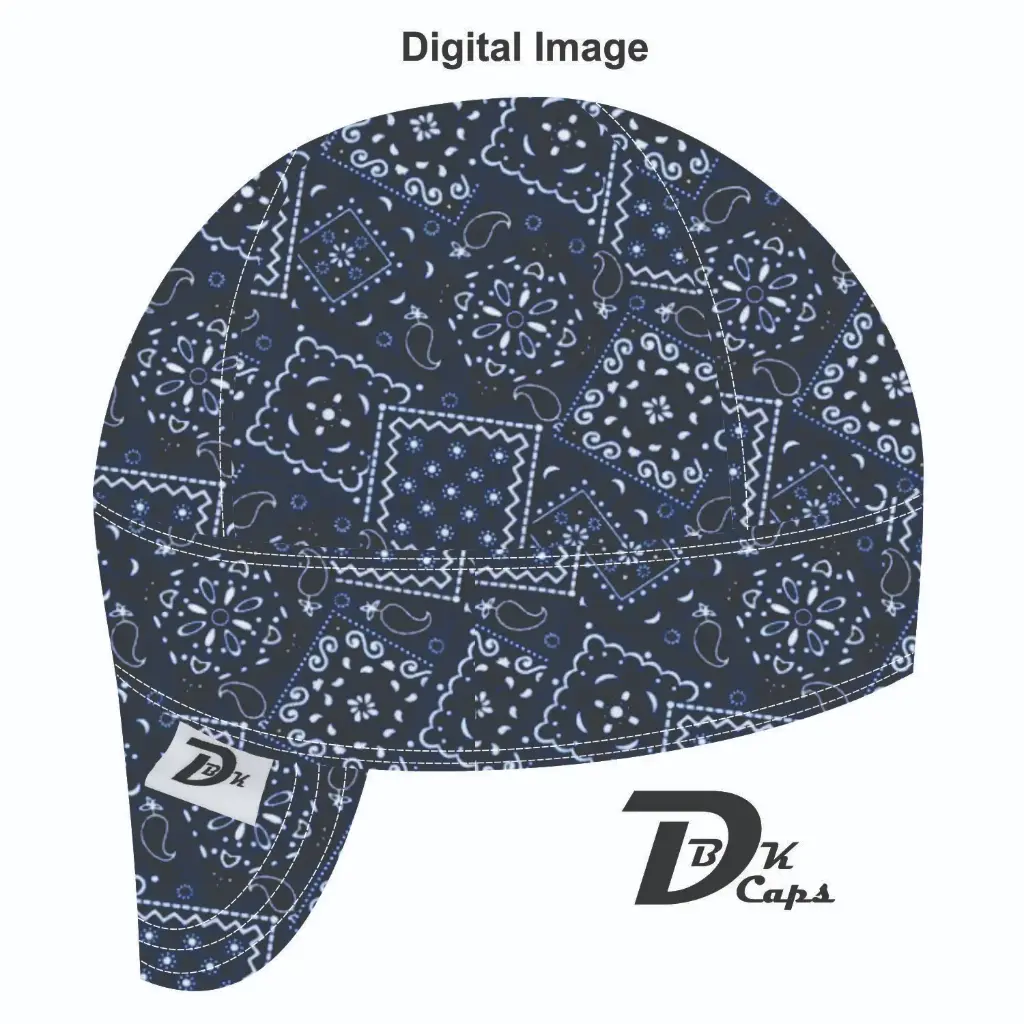 Blue Bandana (Navy) Welding Cap (6 3/8", Black Liner, No, 7" Standard Length)