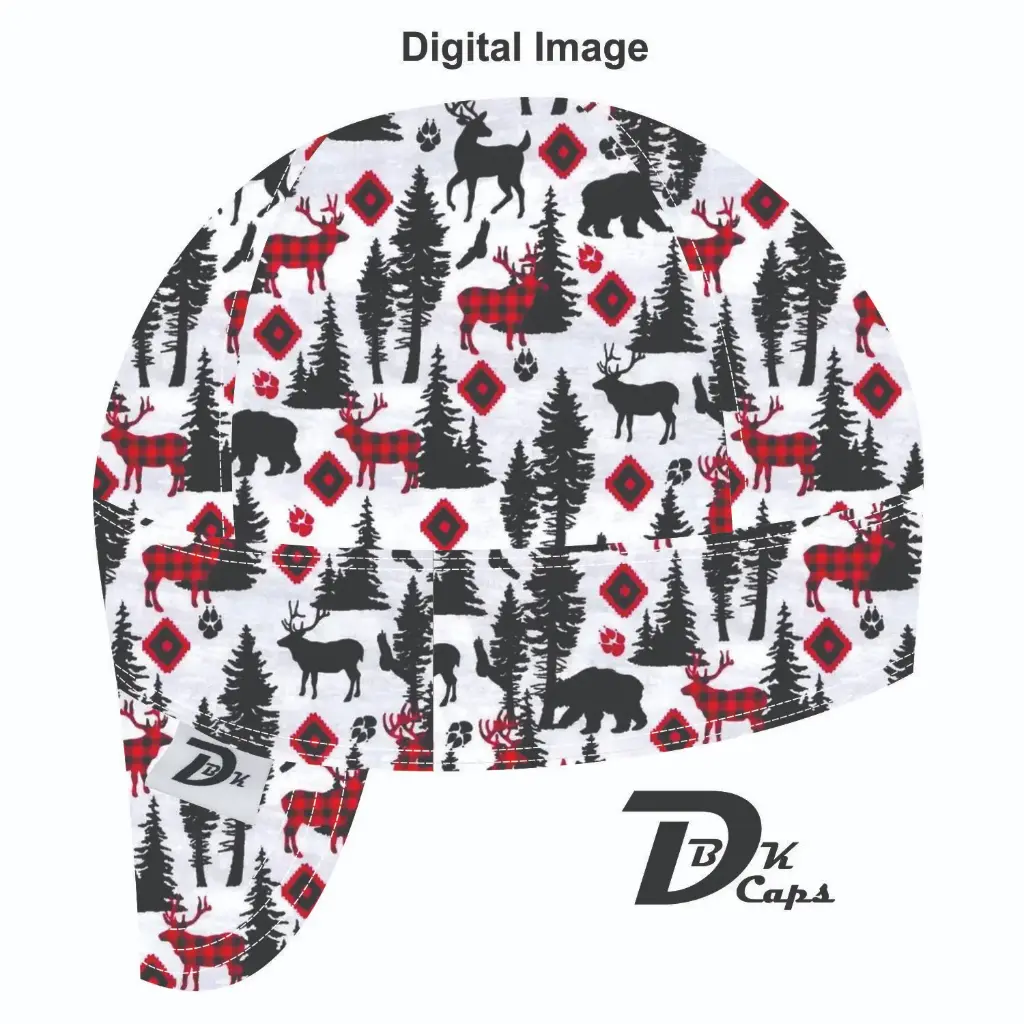 Black Woodland Animal Welding Cap (6 3/8", Black Liner, No, 7" Standard Length)