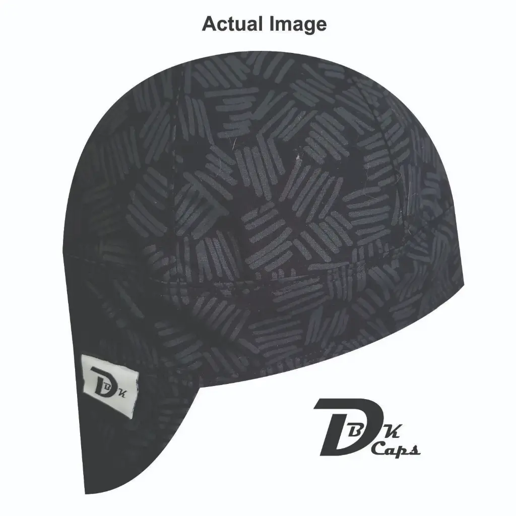 Black Square Lines Welding Cap (6 3/8", Black Liner, No, 7" Standard Length)