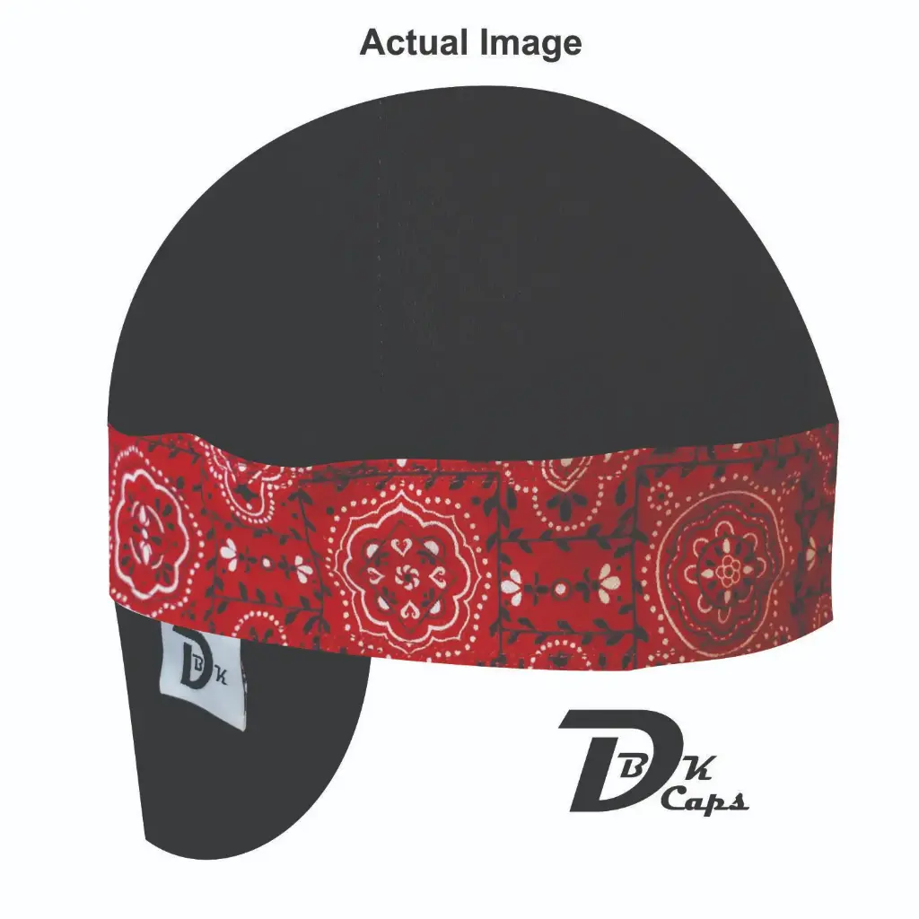 Black Solid Red Bandana (Dark) Band Welding Cap