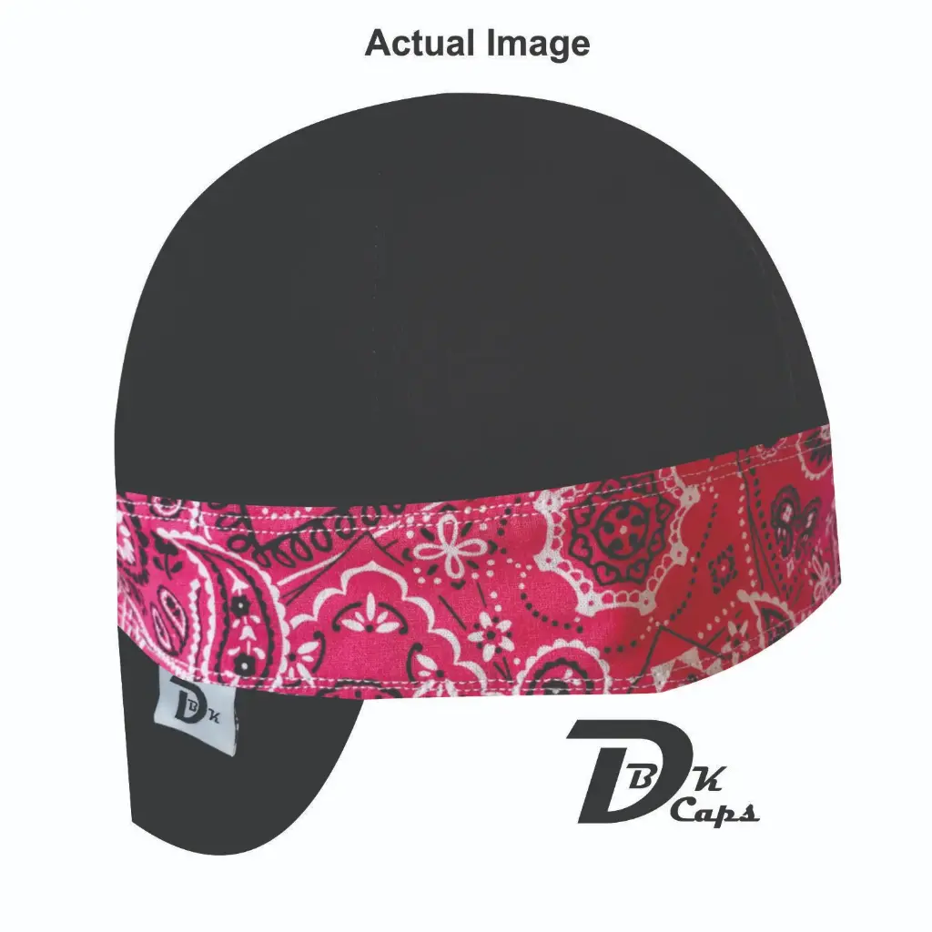 Black Solid Pink Bandana (Dark) Band Welding Cap (6 3/8", Black Liner, No, 7" Standard Length)