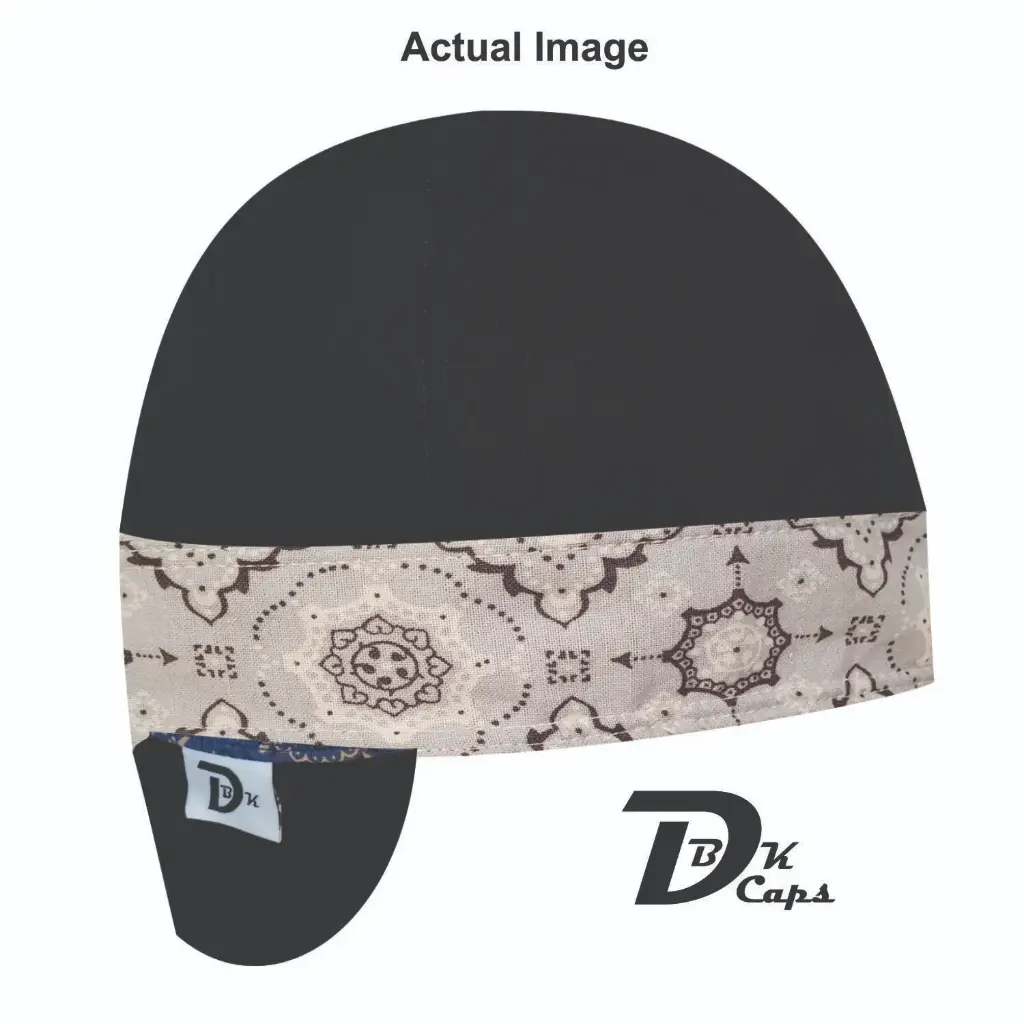 Black Solid Gray Bandana (Light) Band #2 Welding Cap (6 3/8", Black Liner, No, 7" Standard Length)
