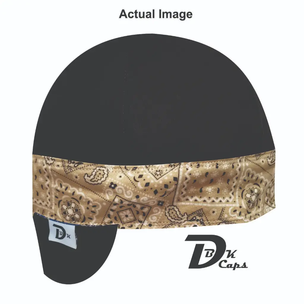 Black Solid Brown Bandana (Light) Band Welding Cap (6 3/8", Black Liner, No, 7" Standard Length)